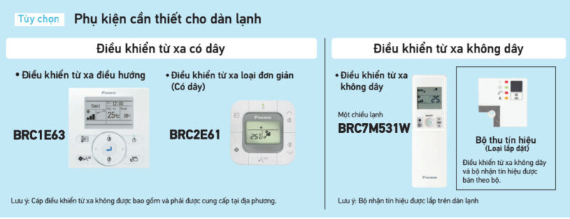tùy chọn phụ kiện cho dàn lạnh
